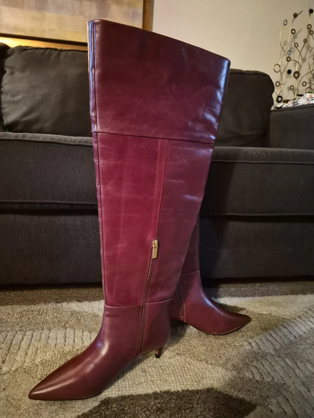 New Unboxed Vince Camuto Knee-High Genuine Leather Thigh High Boot in Chianti 7W